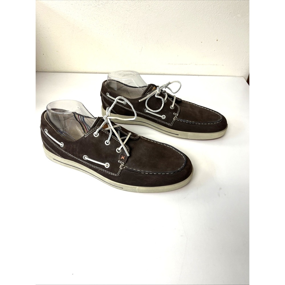 Ecco Shoes Men's 45 11-11.5 Boat Lace Up Brown Suede Leather Casual